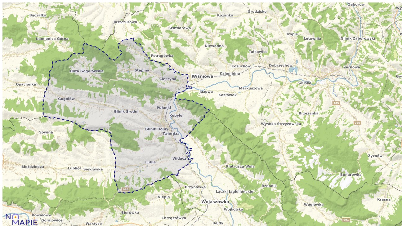 Mapa obszarów ochrony przyrody Frysztaka