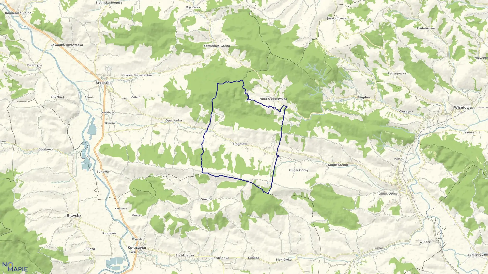 Mapa obrębu GOGOŁÓW w gminie Frysztak