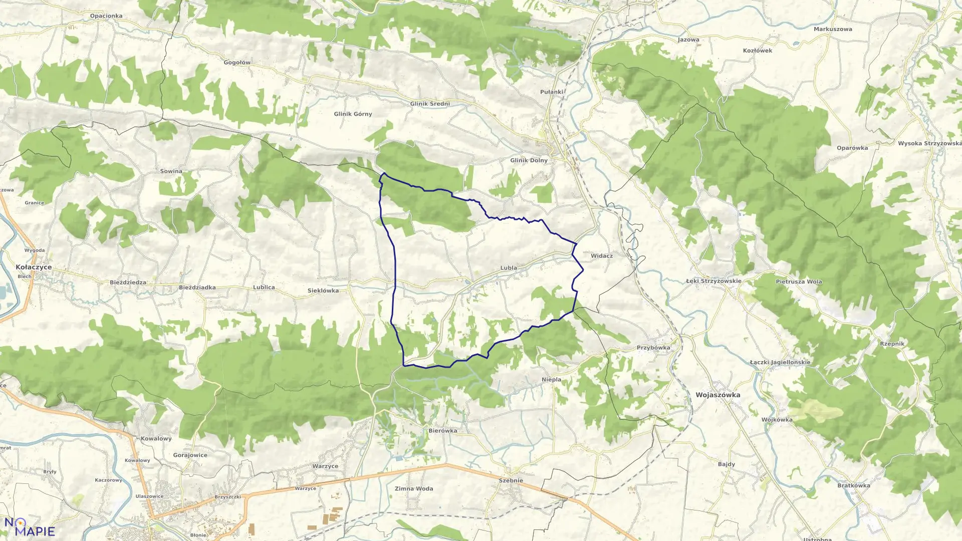 Mapa obrębu LUBLA w gminie Frysztak